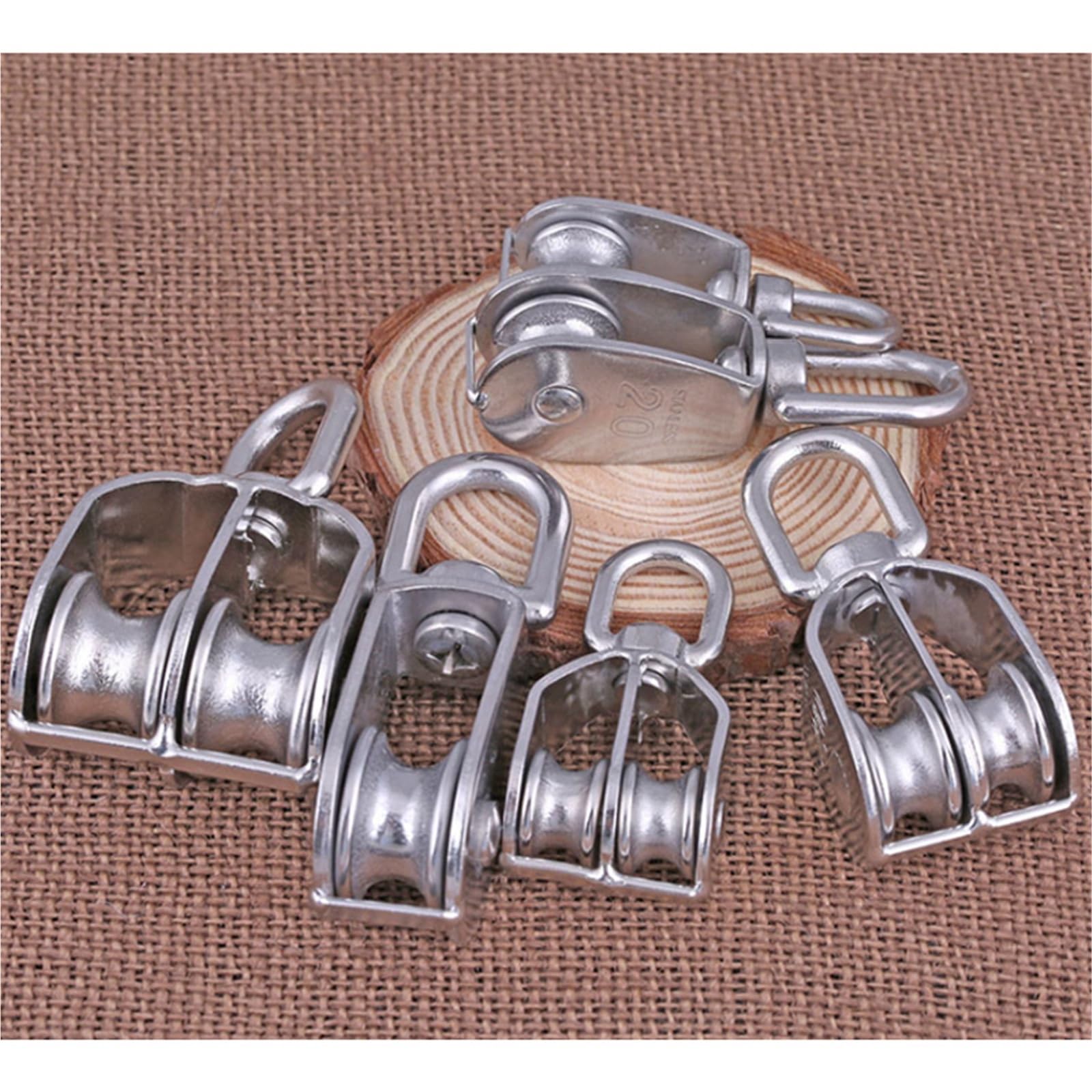 Poleas Carga de elevación fija tracción cadena cuerda alambre polea simple/doble acero inoxidable 304(M75,Single-Wheel)