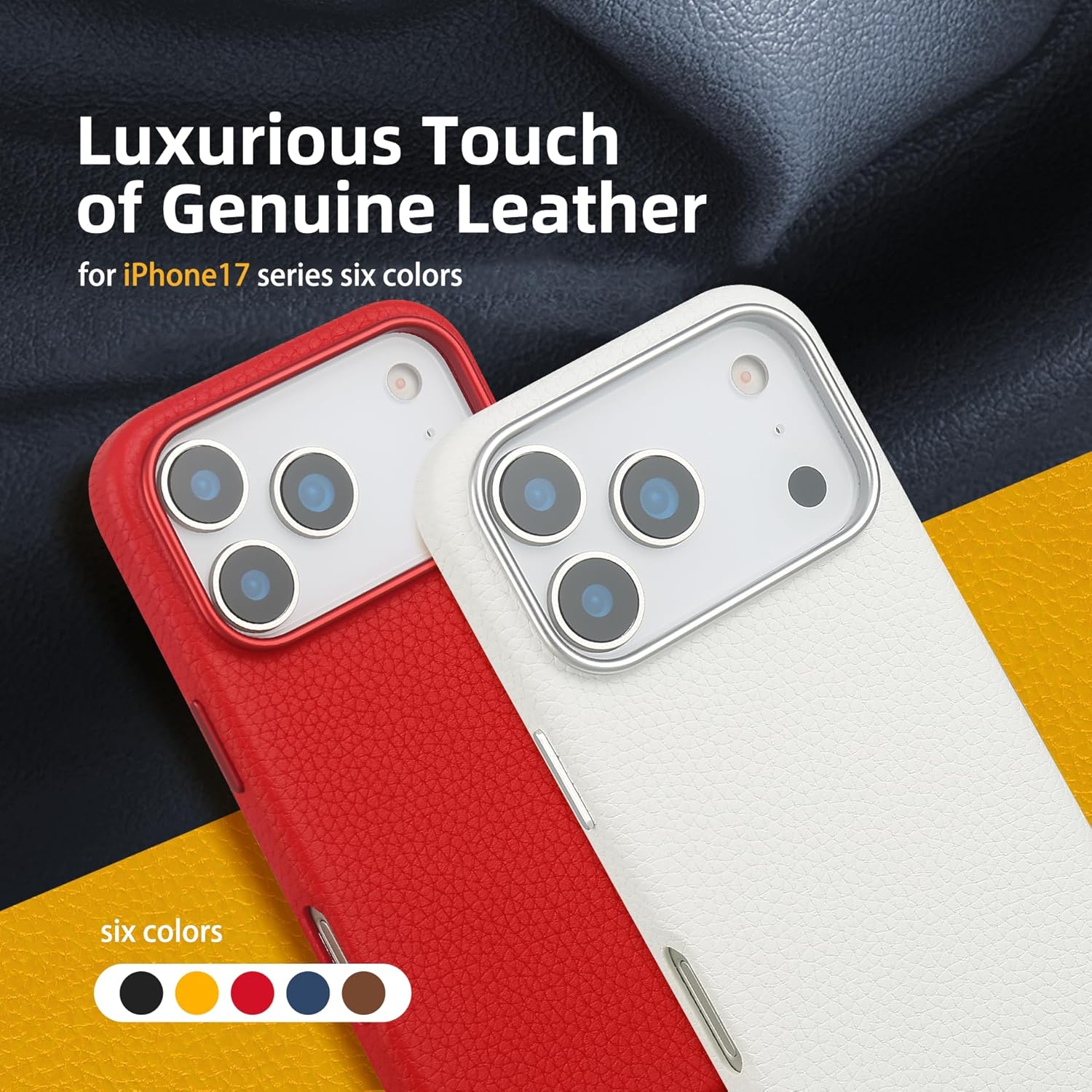 Compatible with iPhone 17 Pro Max Leather Case – Premium Litchi Grain Real Leather Cover Compatible with MagSafe, Slim Protective Case with Soft Microfiber Lining, Shockproof, 6.9 inch Red - Image 2