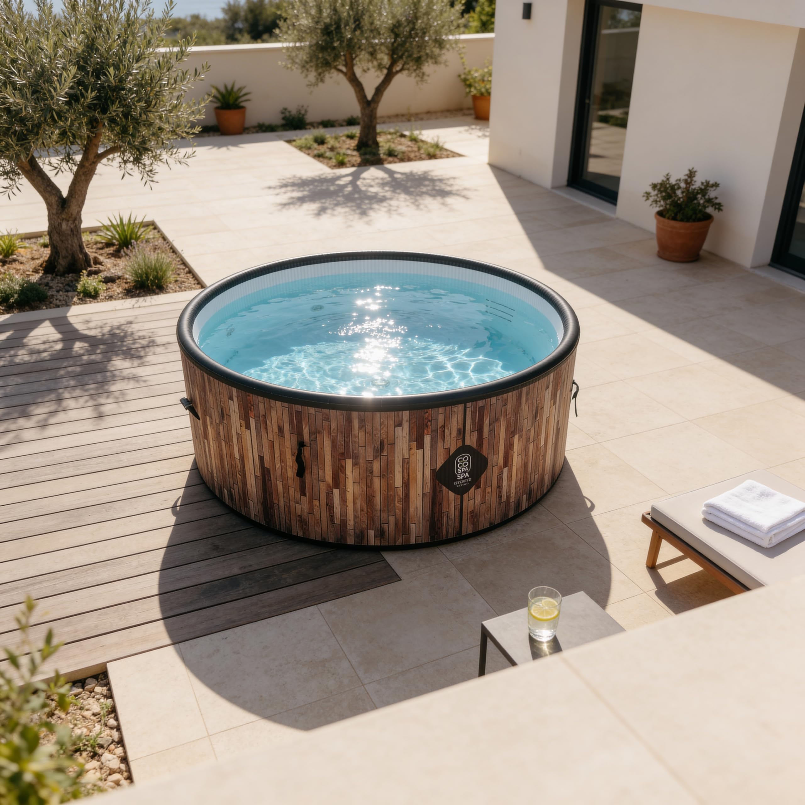 Coco Bain Piscina St Tropez - Piscina Fuori Terra 180cm di diametro - 1200 Litri - Imitazione Legno Vero