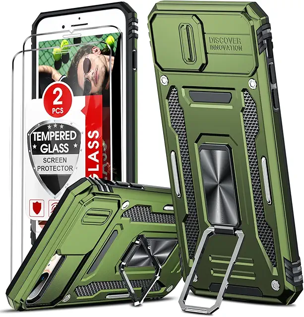 Coque iPhone 8 Plus/7 Plus Militaire avec Protection Caméra et Support