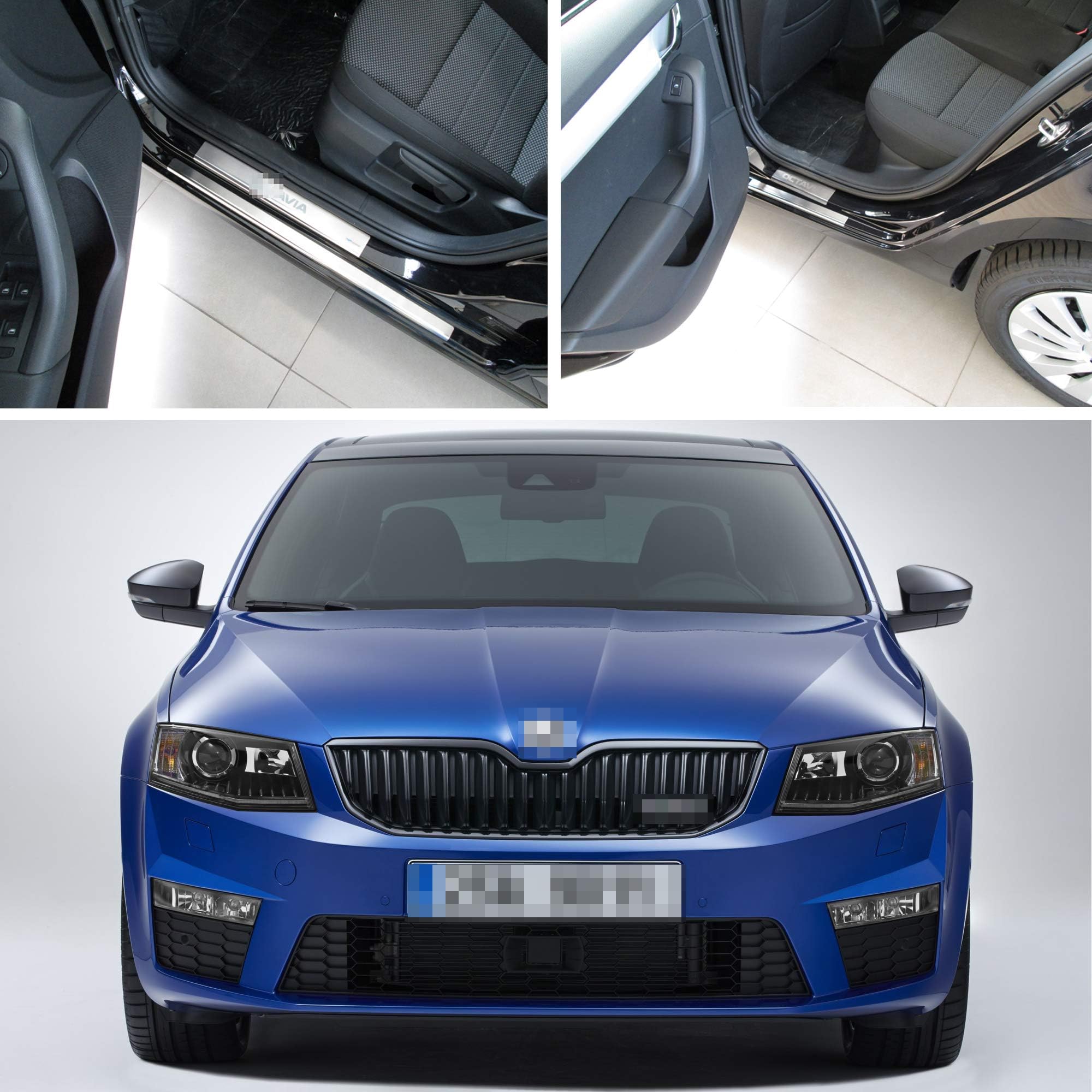 Stainless Steel Outside Fit Door Sill Scuff Plate Guard 8pcs Sills Protector Trim for Skoda Octavia A7 III 2013-2018