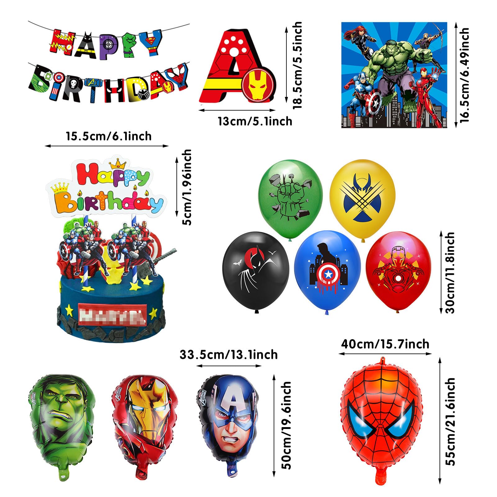 Kit Completo Decorazione Compleanno - Tovaglia, Piatti, Tovaglioli, Palloncini, Striscione Per 10 Ospiti - Foto 2