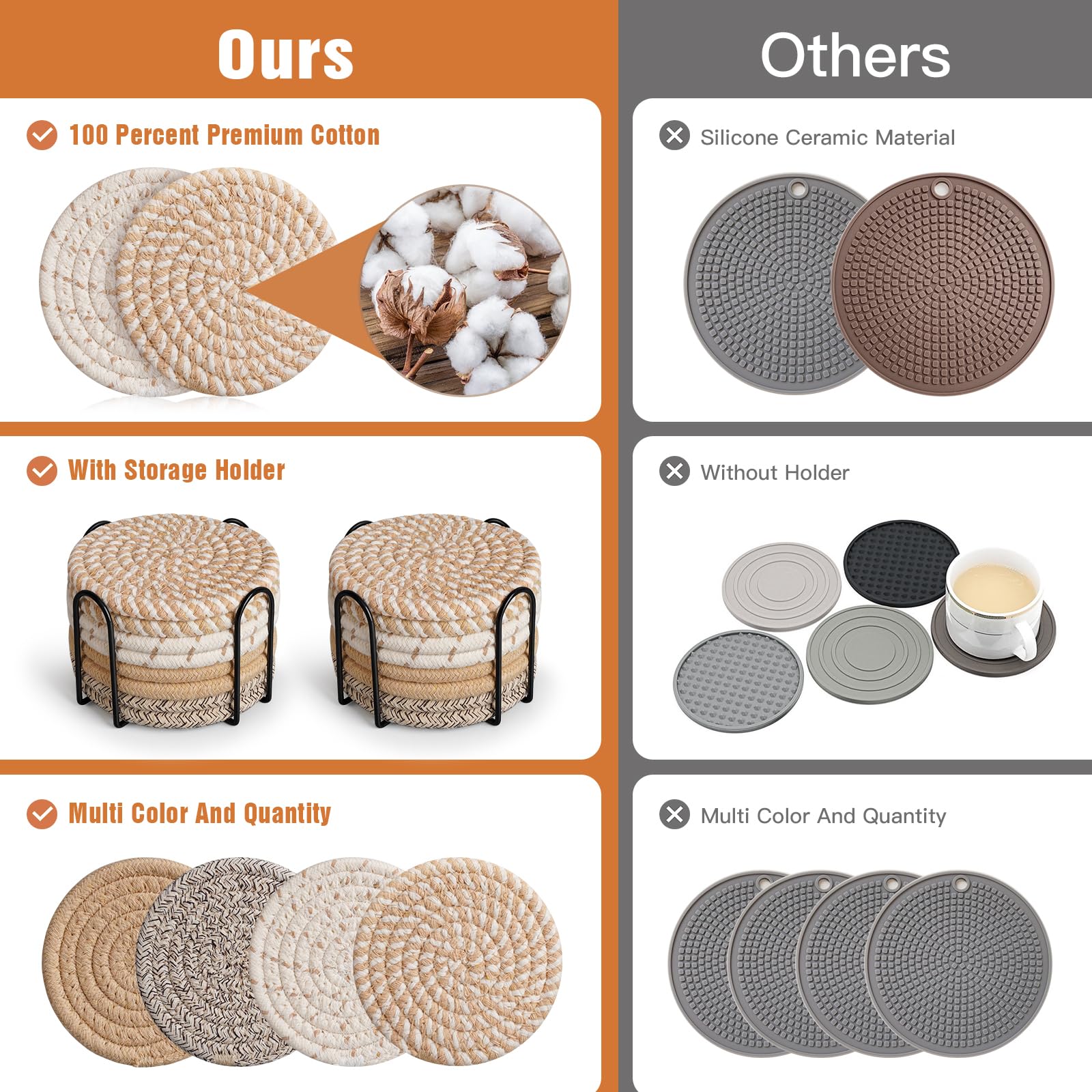 Geichan Drink Coasters with Holder, 4 Colors Absorbent Coasters - Image 4