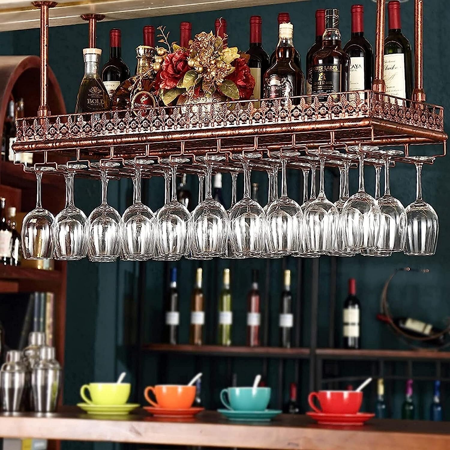 Support de bouteille de vin vintage pour aménagement cuisine et bar chic