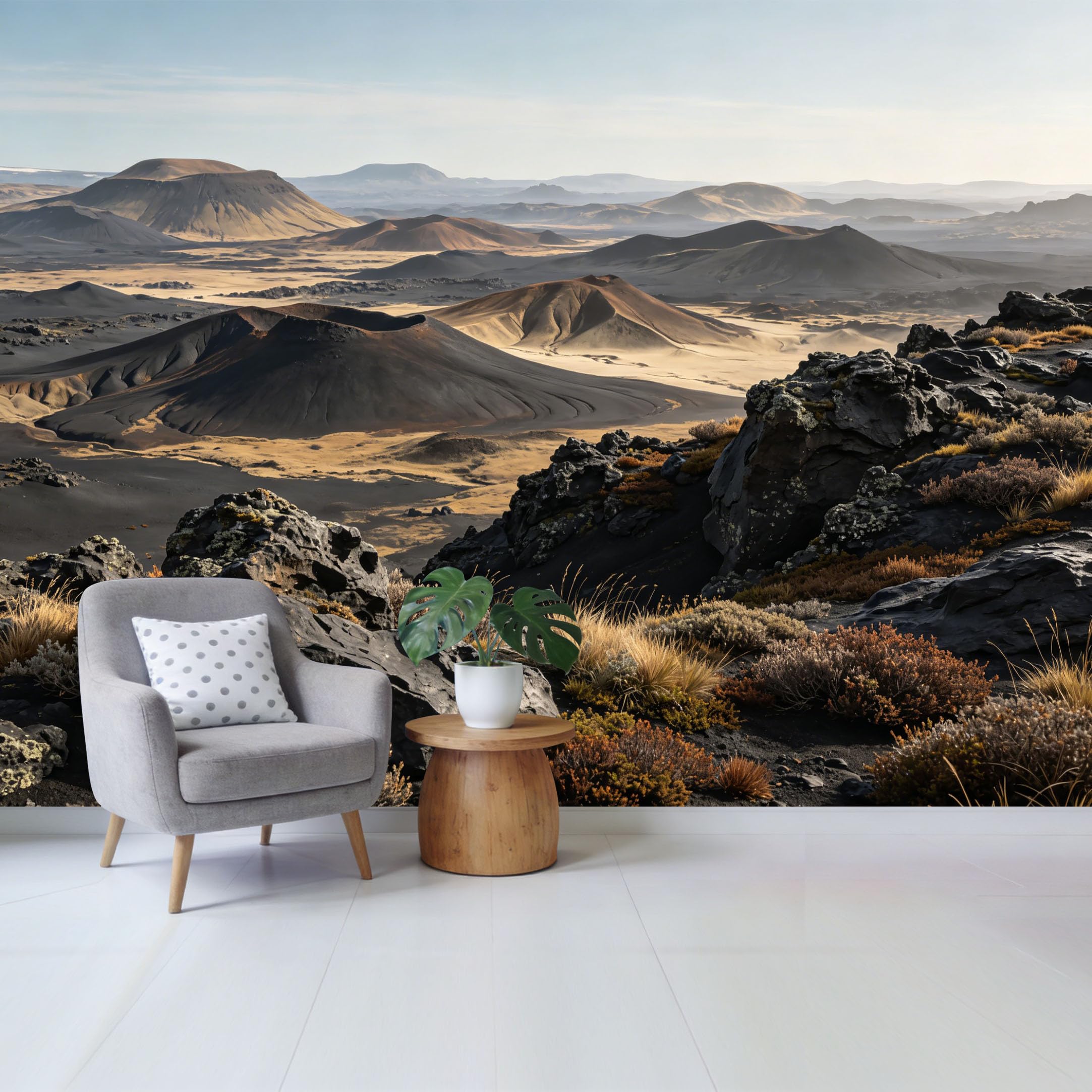 Qzlithotic Yq2605250306 Custom Size Wall Mural Volcanic Mountain Landscape Desert Dunes Scenic View 3D Minimalist Selfadhesive Wall Fabric Removable Wallpaper For Home Office Decor