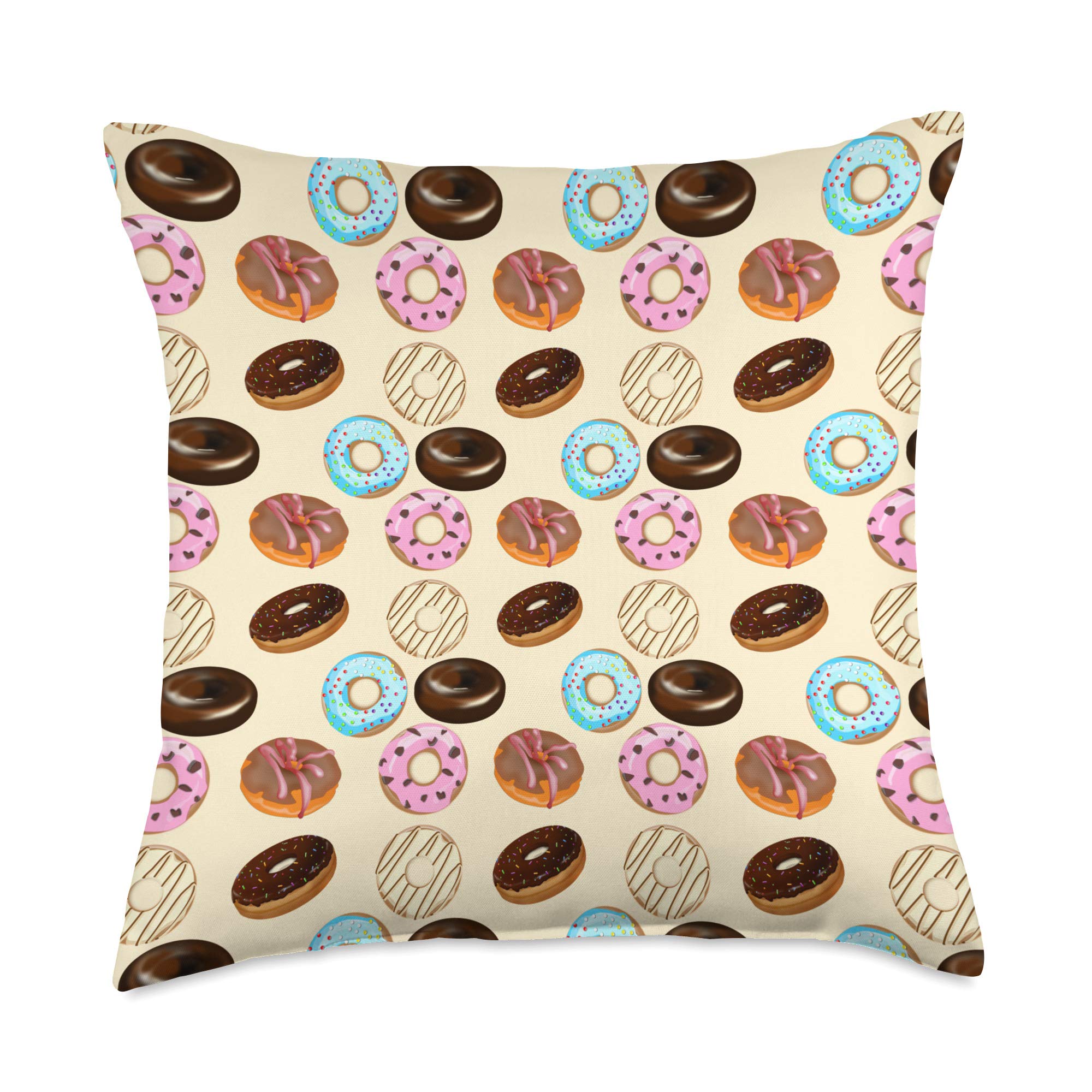 Doughnuts Pattern Cute Donut Sweet-Lovers Throw Pillow, 18x18, Multicolor