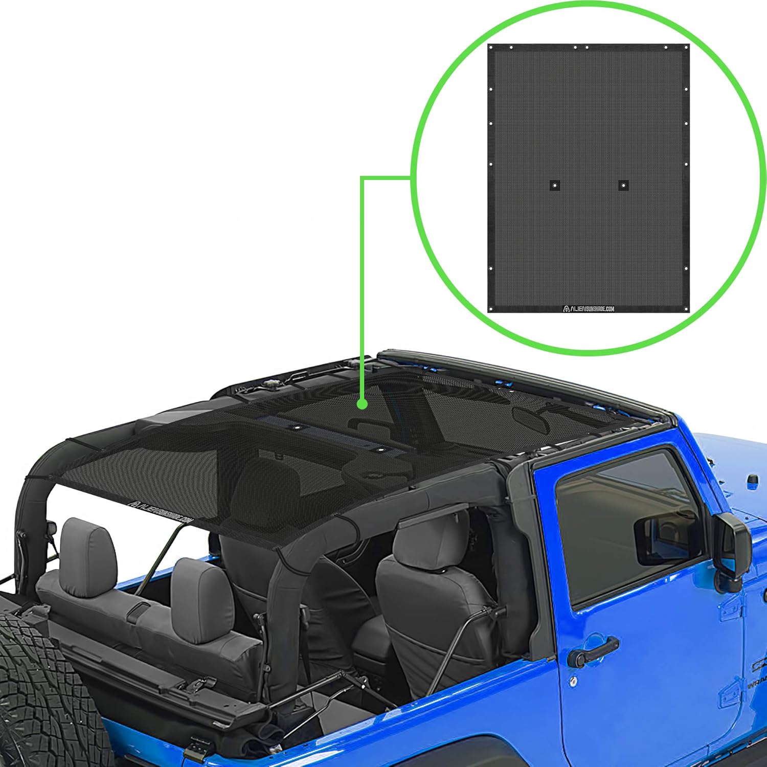 Amazon Com Alien Sunshade Jeep Wrangler Jk 07 18 Full Length Mesh Sun Shade For Jeep Jk 2 Door Blocks Uv Wind Noise Bikini Jkini Top Cover For Sport Sport S