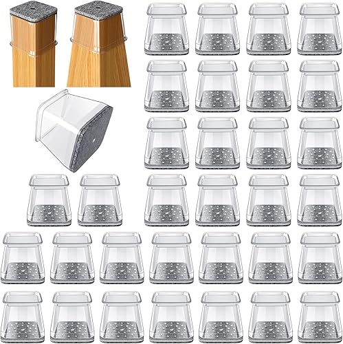 Miniatura 16 de 32 unidades de protectores para patas de sillas - Almohadillas de silicona y fieltro, a prueba de rayones y sin ruido, movimiento suave y fácil,