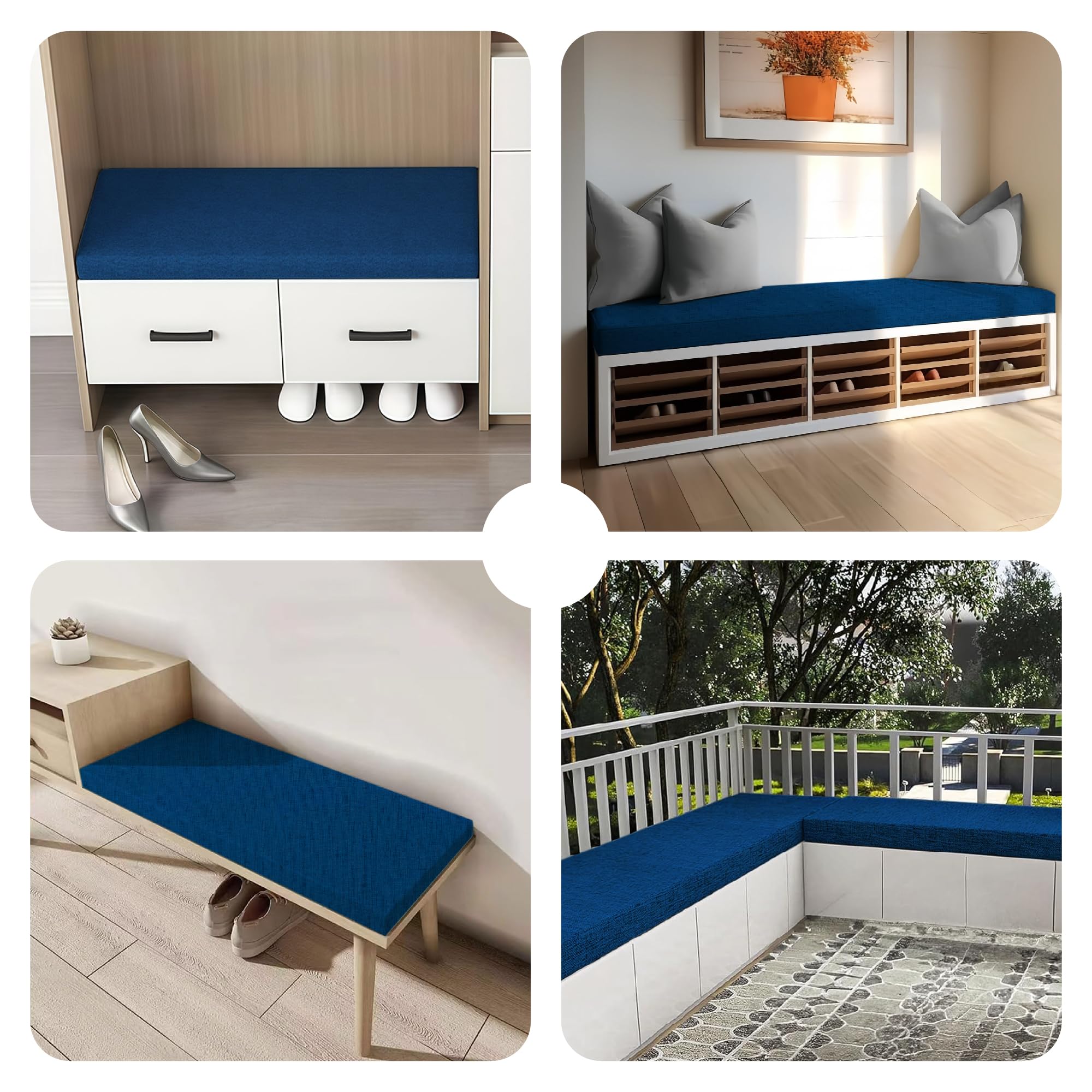 Cuscino impermeabile per panca da giardino, 60 x 136 cm, morbido e resistente, di ricambio, per divanetto, impermeabile, blu
