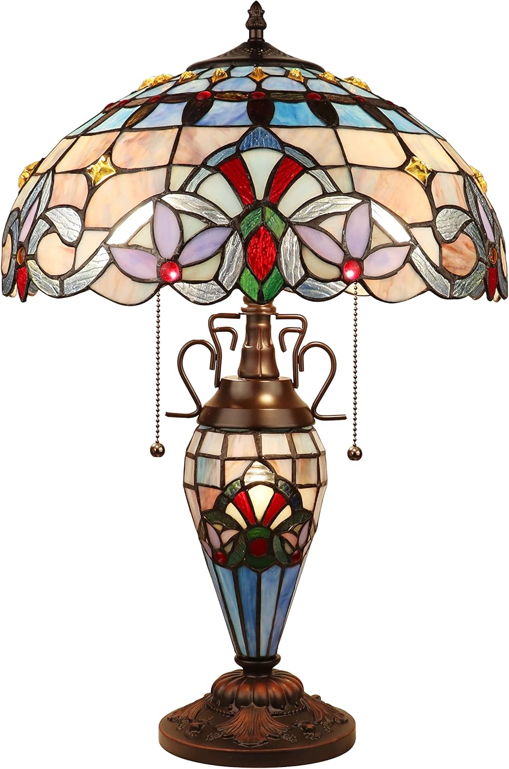 Radiance Goods Victorian-Style Dark Bronze 3 Light Double Lit Table Lamp 16" Wide