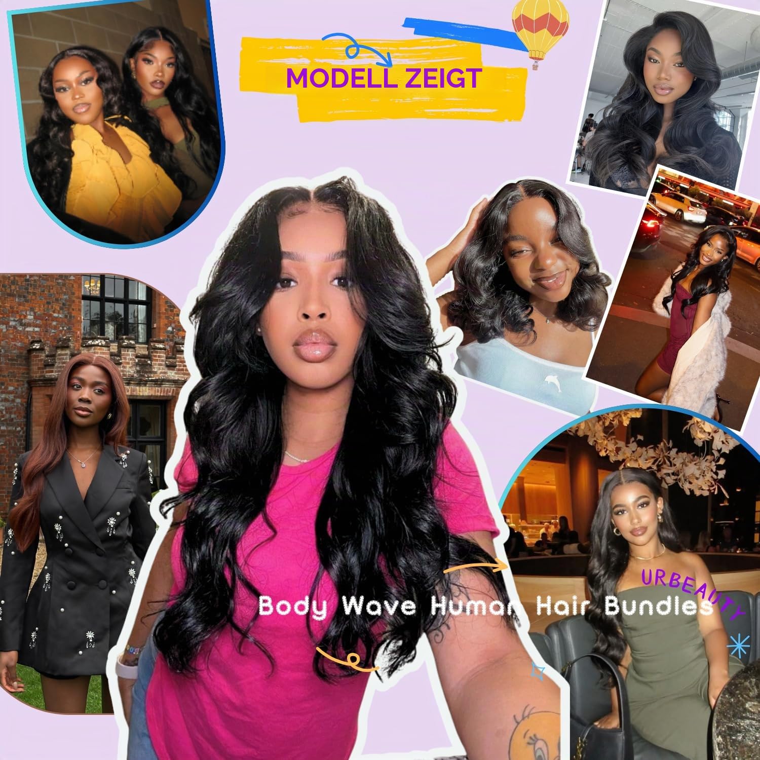 Body Wave Human Hair Bundles 12A Raw Human Hair Extensions Quick Weave Bundles 100% Unprocessed Virgin Real Hair Natural Black (16 18 20 inches)