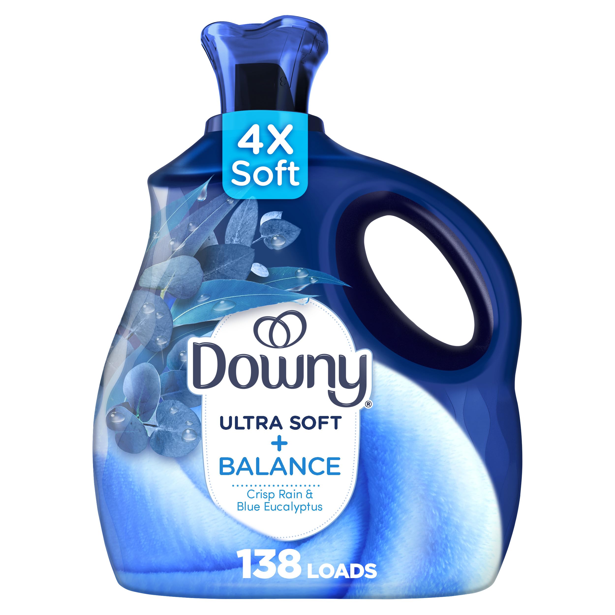 Downy Ultra Soft Fabric Softener Liquid, Balance, Crisp Rain and Blue Eucalyptus, 93 fl oz, 138 Loads
