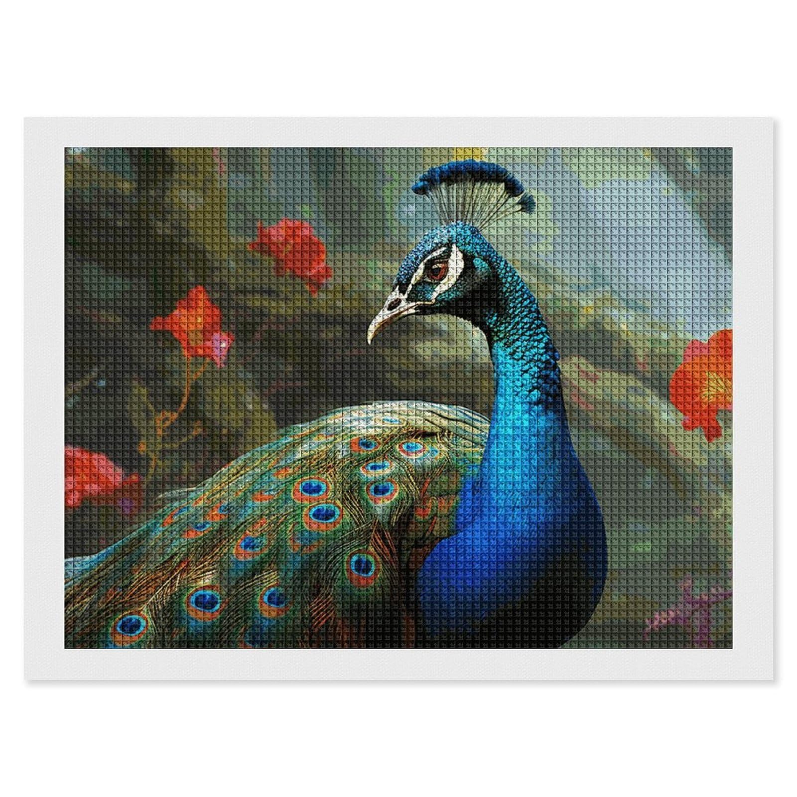 NONHAI Diamond Painting Kits for Adults - DIY Diamond Art Kits for Beginners - Full 5D Paint Drill Diamond Dots Paintings- Colorful Peacock Diamonds Pictures Gem Art and Craft Wall Decor 12"x16"