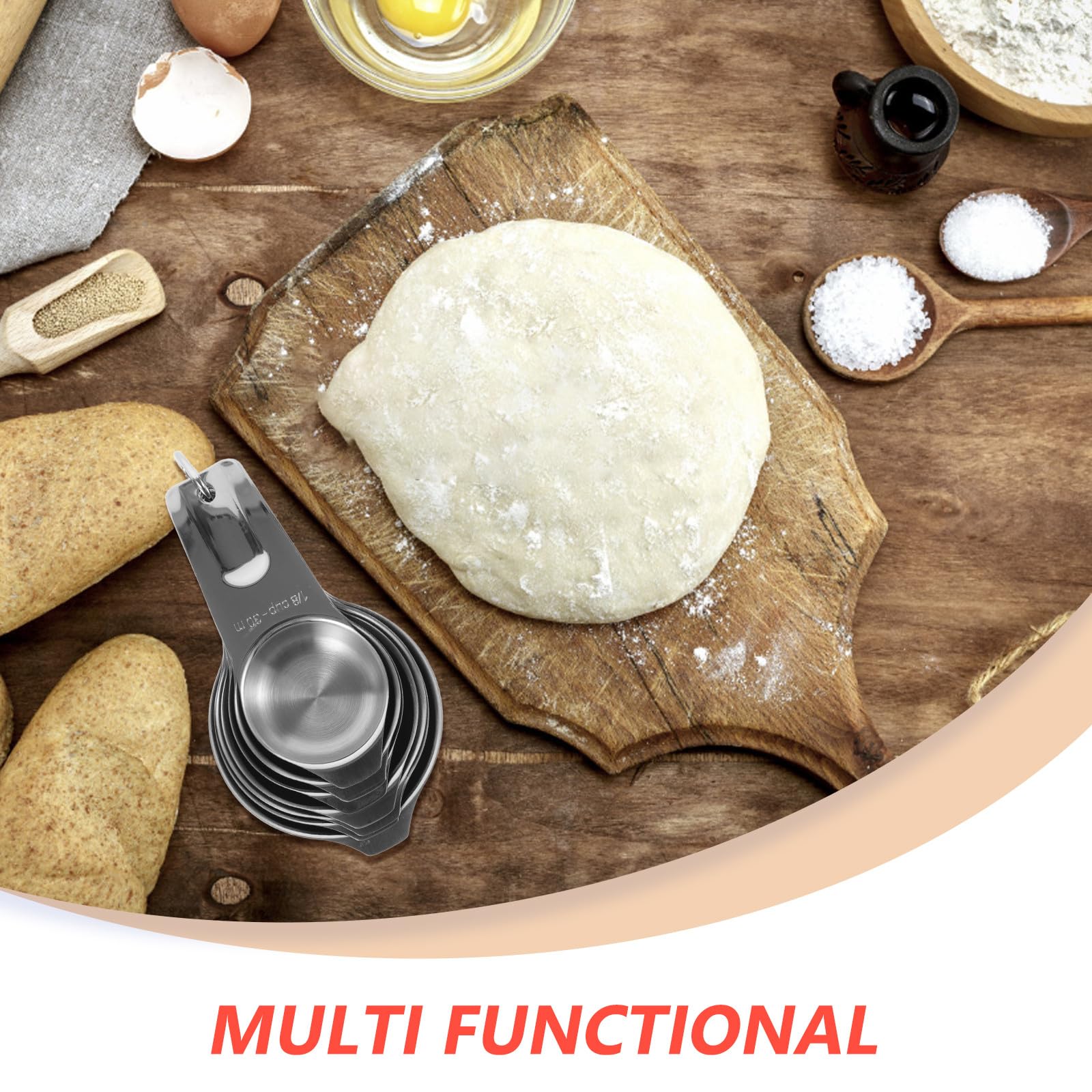 DOITOOL Lot de 7 Set de Tasses à Mesurer en Acier Inoxydable avec Graduation, Ensemble Compact Empilable, Tasses à Mesurer Réutilisables pour Pâtisserie, la Cuisine et Cuisson, Format