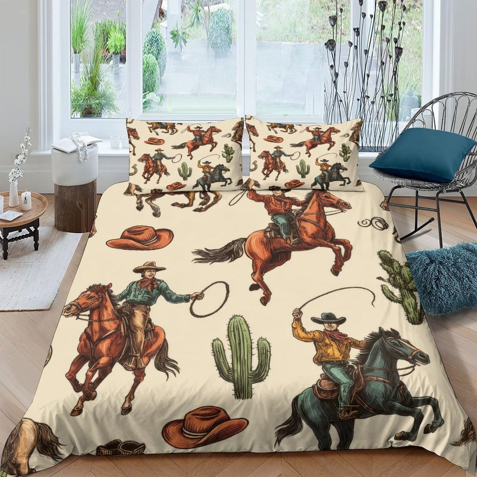 Ctjqhvkz Style-10 3D Printed Cowboy Rodeo Fitted Sheet Microfiber Soft Western Horse Mattress Cover For Bedroom Guest Room Decor Single（135X200cm）