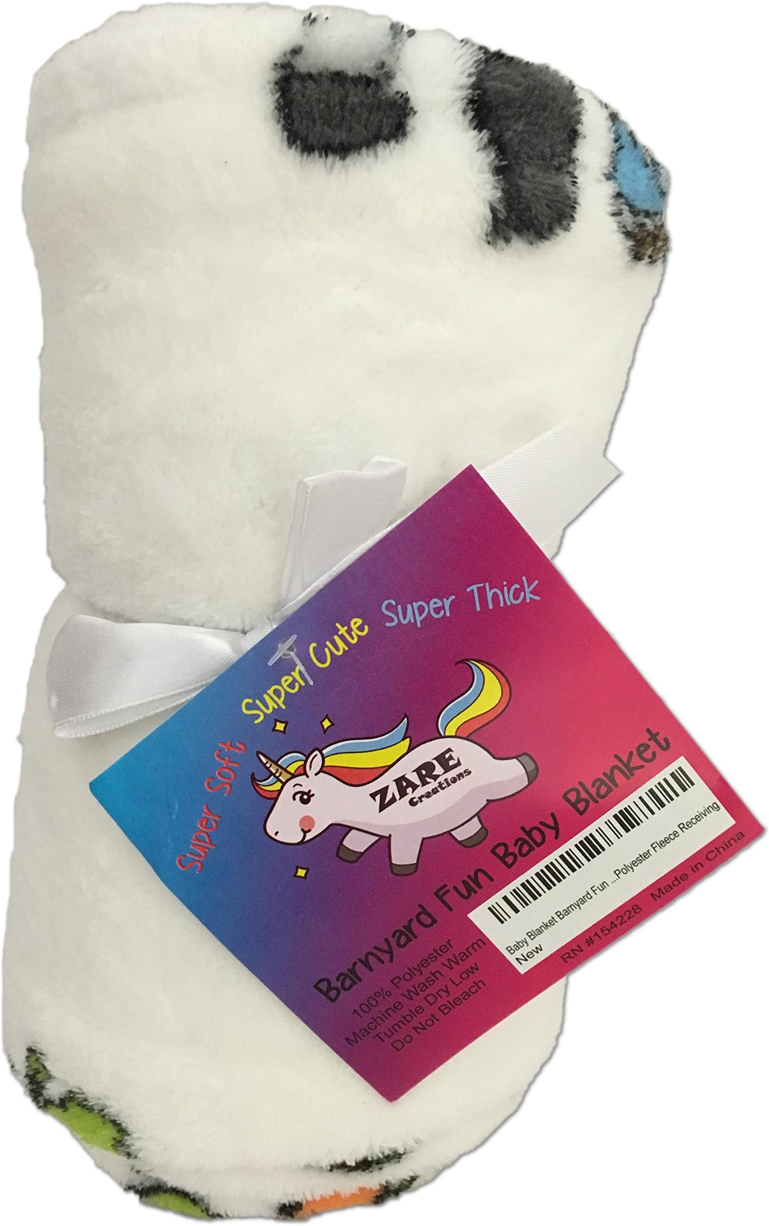 Baby Blanket Barnyard Fun Print, Thick Soft 30 x 40 Polyester Fleece Receiving Blanket