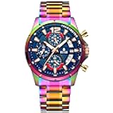 Sports Chronograph Colorful Series Multi Functional Men's Quartz Watch Stainless Steel Material Men's Night Light Waterproof Fashion Trend Watch Diameter 42MM N3-3