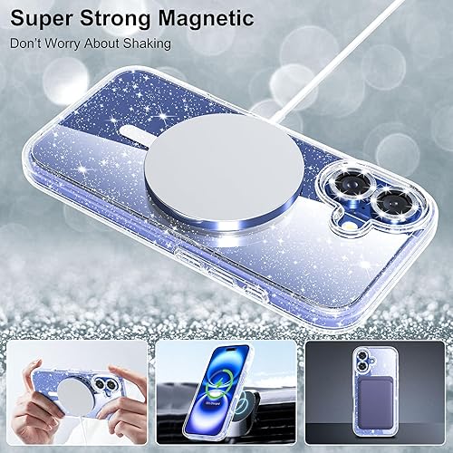 Miniatura 51 de Funda con purpurina diseñada para iPhone 15 Pro Max, con [2 unidades] protector de pantalla y [paquete de 3] protector de lente de cámara brillante