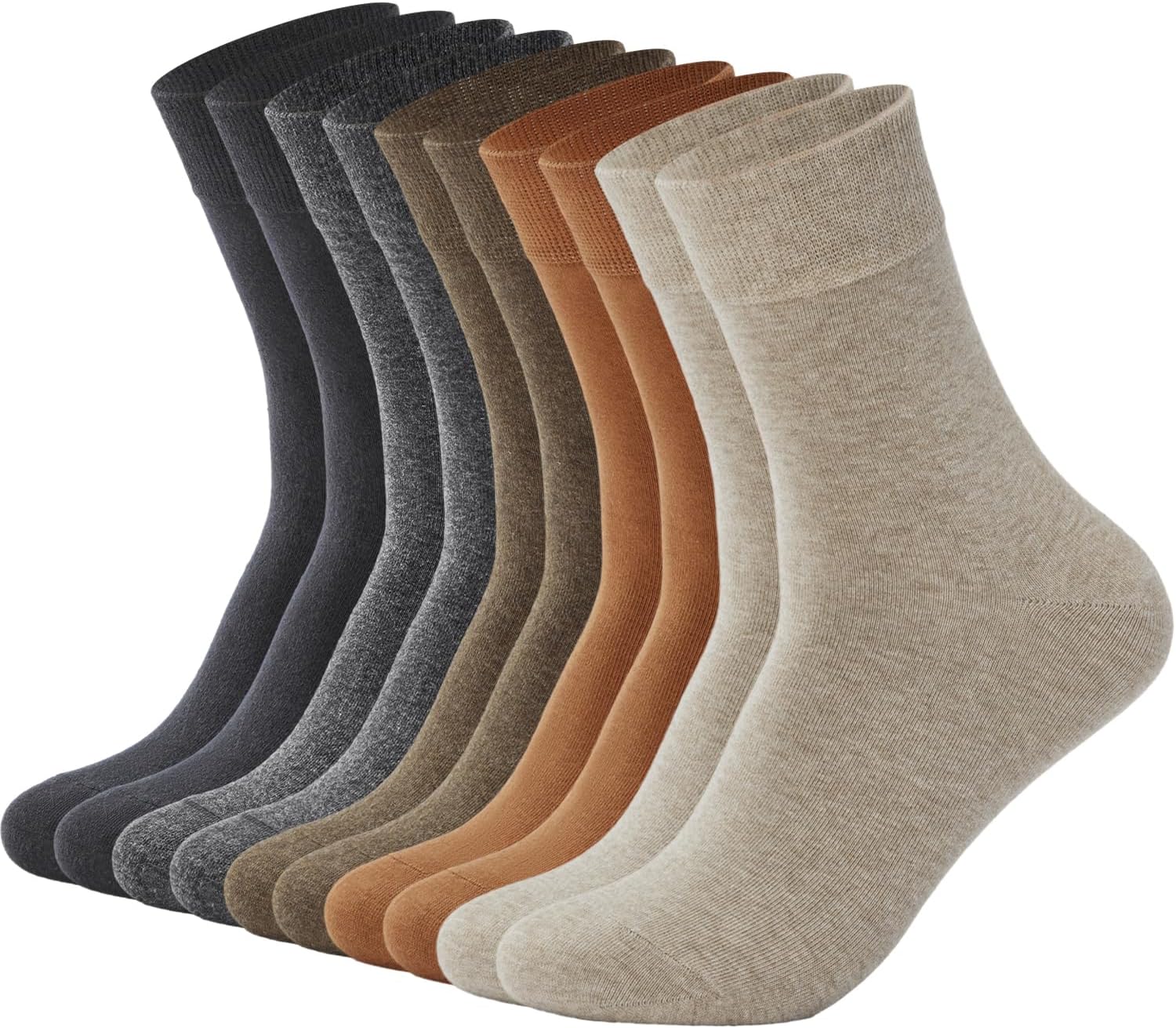 J-BOXMens Cotton Crew Socks, Breathable Dress Socks, Casual Lightweight Comfortable (8/10 pairs)