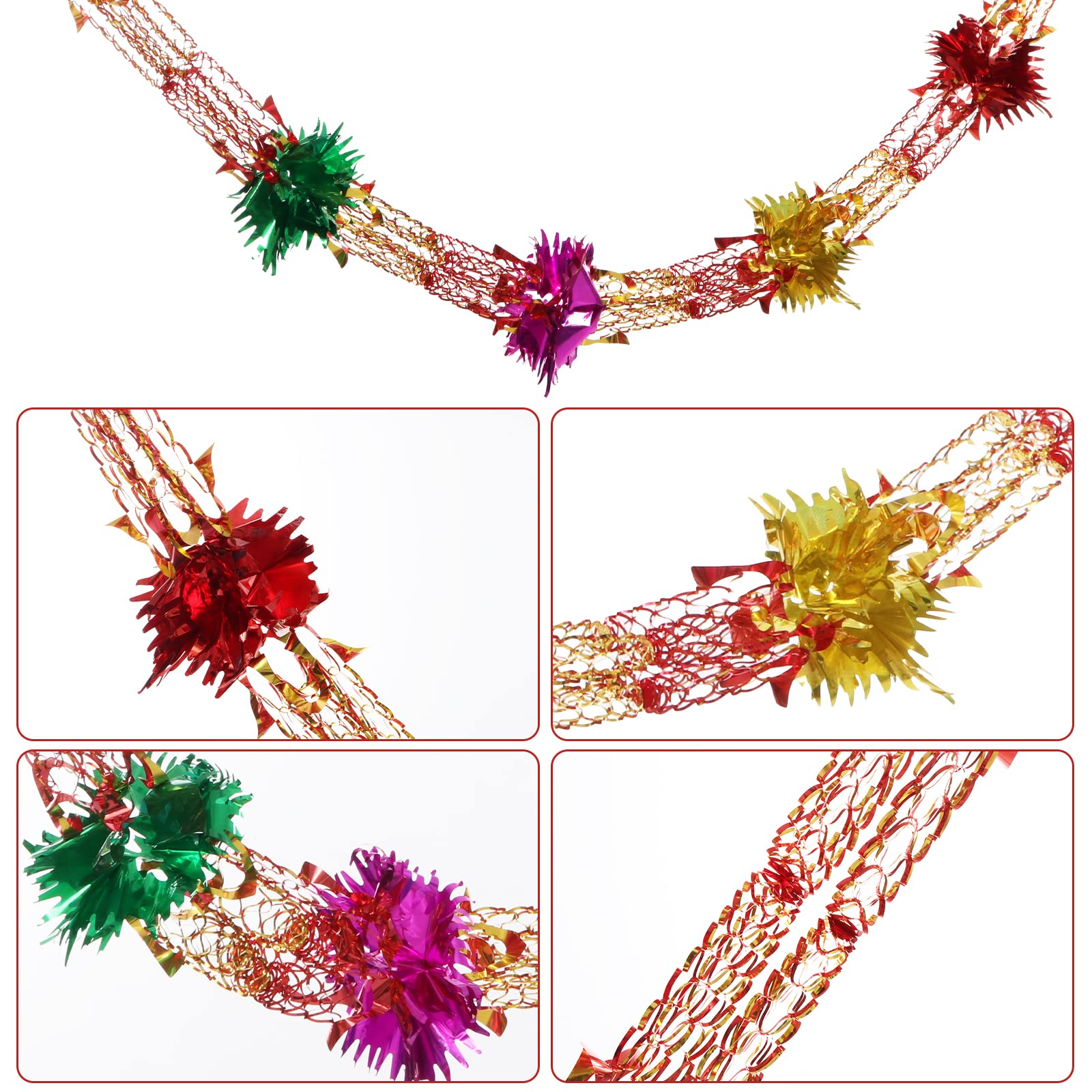 Skystuff Christmas Ceiling Decorations, 2Pcs Christmas Garland Retro Christmas Foil Decorations - Image 3