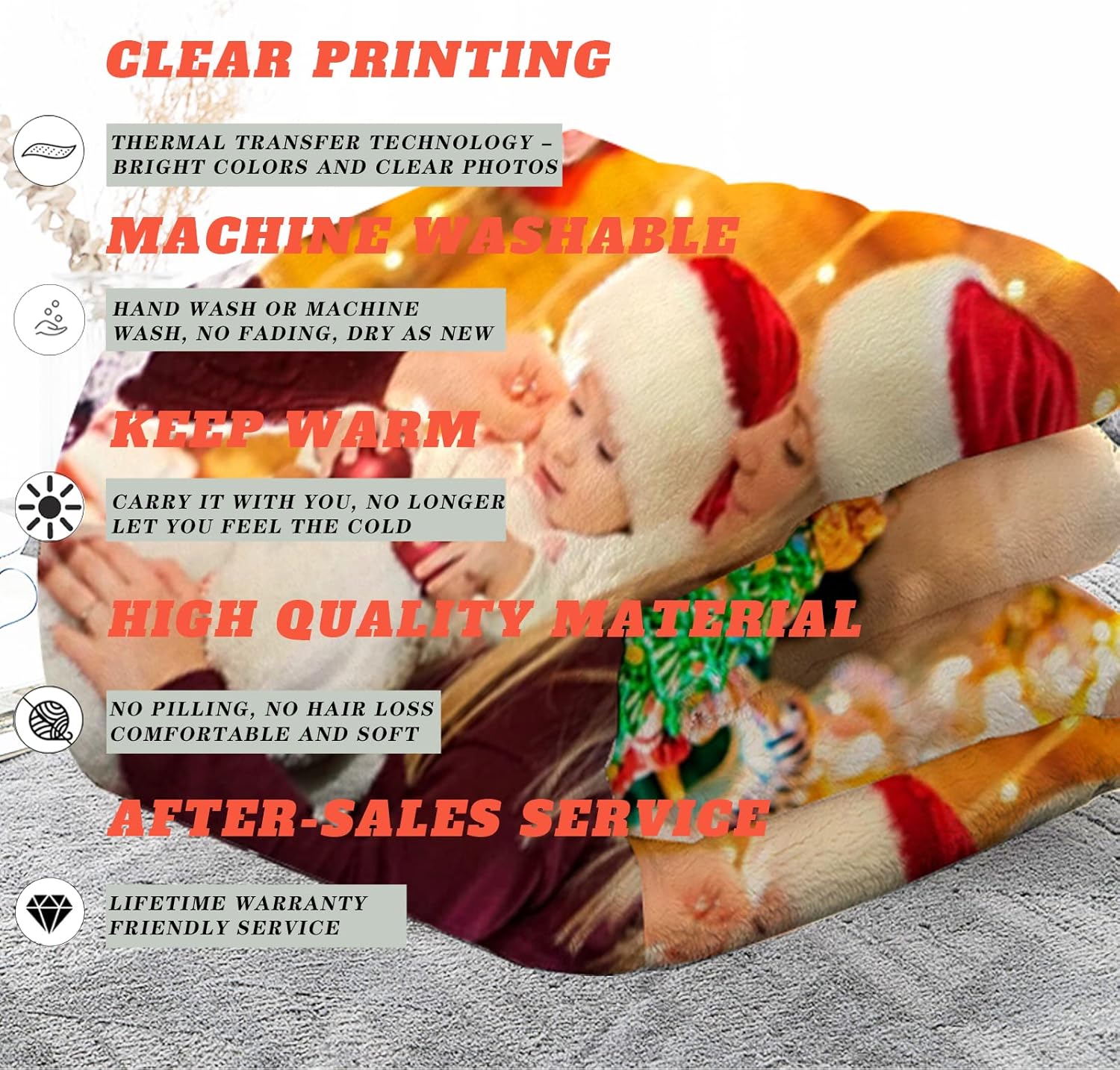 Customized Throw Blankets with Picture and Text Personalized Flannel Throw Blanket with Photo for Pets, Famliy, Friends, Lover on New Year Birthday Christmas Anniversary