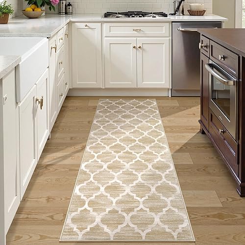 Miniatura 2 de Lahome - Alfombra marroquí, lavable, 2 x 6 pies, con reverso de goma, decorativa, suave, antideslizante, de color gris pardo, envejecida y moderna,