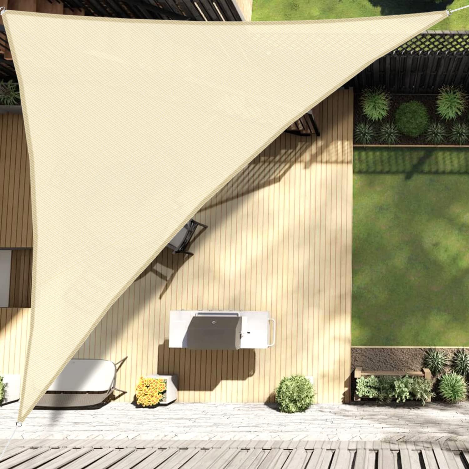 Coarbor 8'x8'x11' Sun Shade Sail Triangle Canopy Sunshade Sunshine Block Shade Cloth for Outdoor Backyard Patio Deck Garden (Beige)
