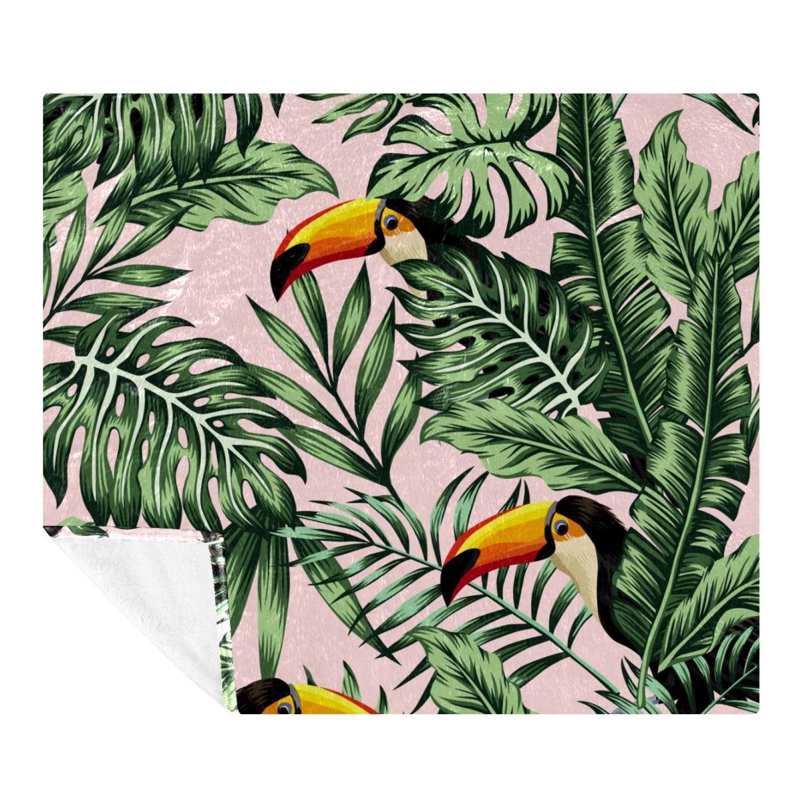 Couverture polaire microfibre toucan plaid lit canapé voyage 150x130cm