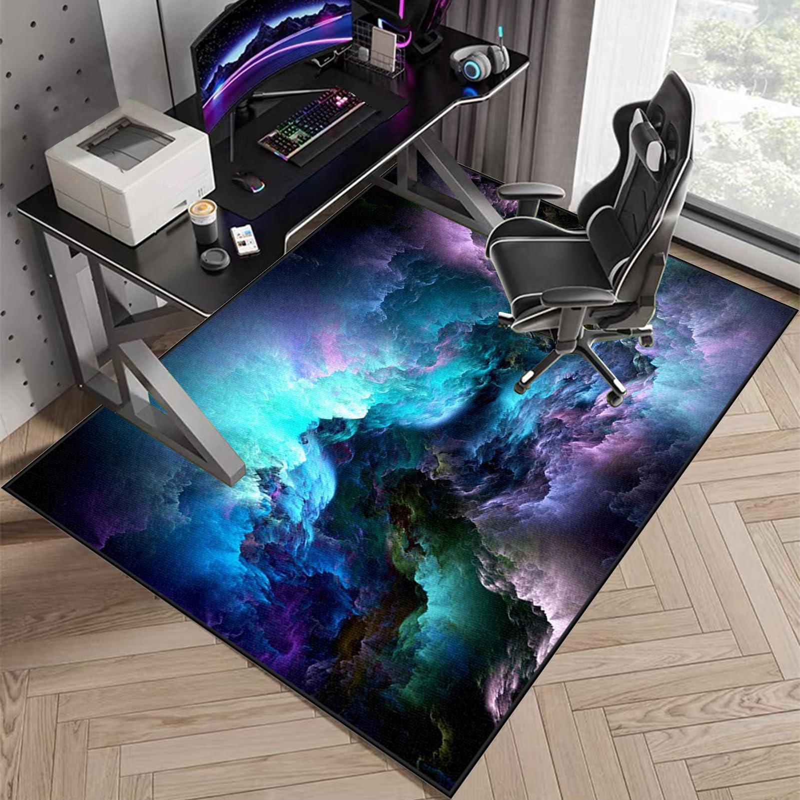 Tapis Chaise Gaming Antidérapant, 100 x 120 cm Tapis de Chaise à Rouler, Tapis de Chaise de bureau pour ordinateur en bois dur, Tapis Potection de Sol Tapis Protecteur de Sol pour fauteuils de Gaming