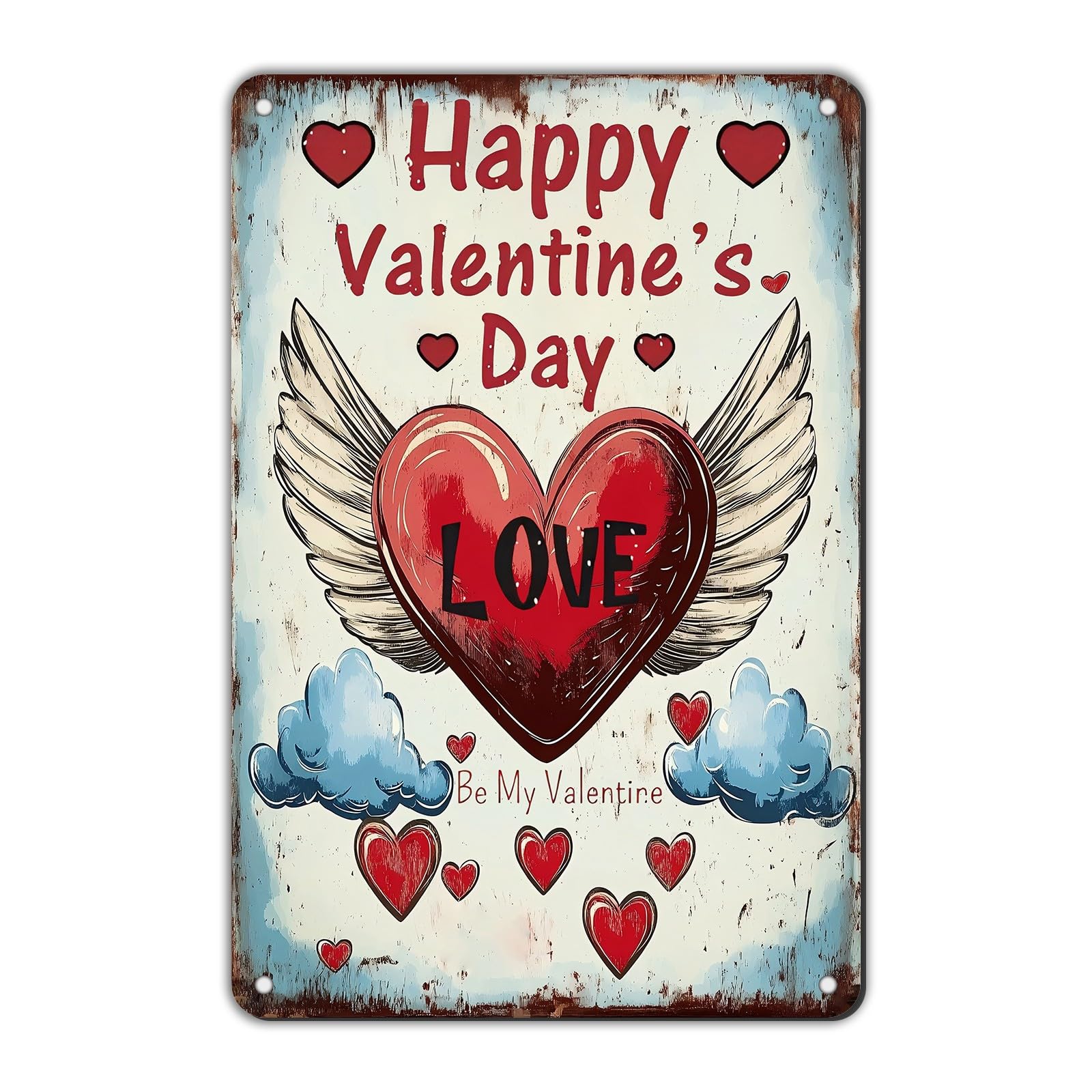 Anceky Happy Valentines Day Tin Sign Funny Metal Sign Wall Decor for Backyard Home Living Room Garden Cafe Indoor 12×16 Inch