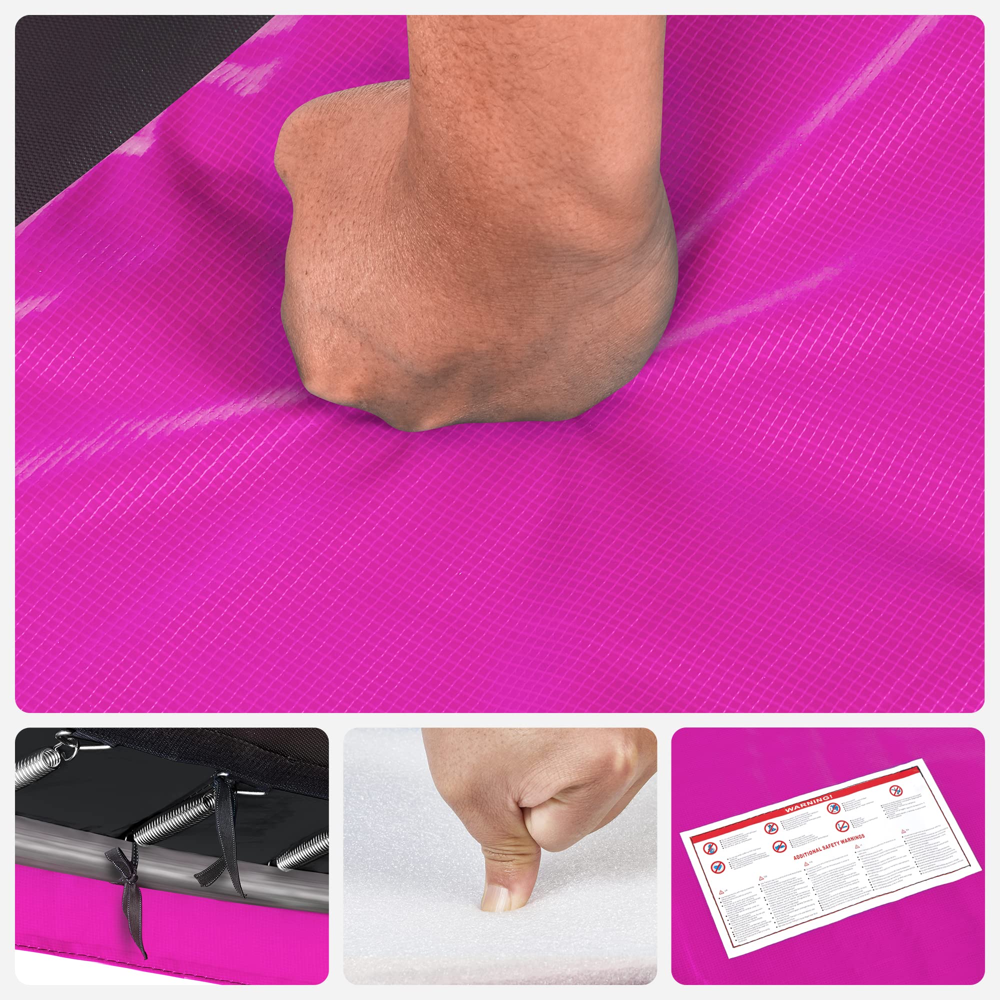 SONGMICS Cojín de protección de trampolín, Ø 183 244 305 366 427 cm, cojín de Seguridad de Repuesto, Resistente a los Rayos UV, antidesgarro, protección Borde