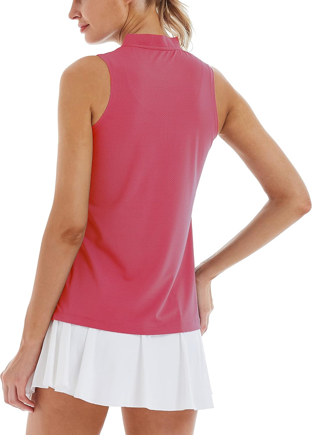 LastFor1 Women's Golf Polo Sleeveless Shirt Zip-Up UPF 50+ UV Protection Athletic Tops Slim Fit Quick Dry Lightweight - Image 2