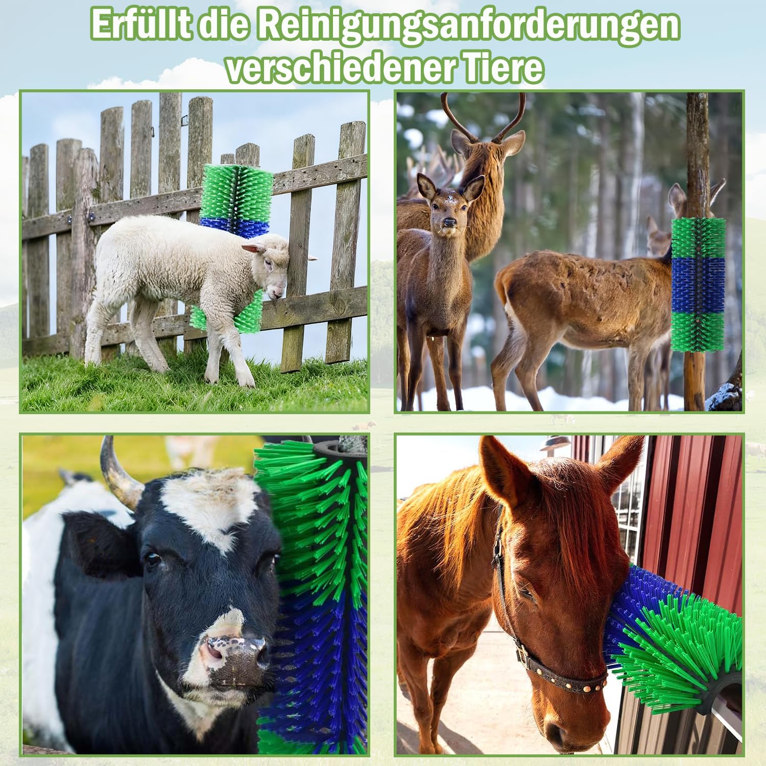 2 Pcs Kratzbürste Pferd, Halbrunde Pferde-Rückenkratzer, Pferdebürste, Kuhbürste, lindert Juckreiz & reinigt Mähne, Kratzbaumbürste für Pferd, Kuh, Schwein, Schafe, 43.5cm