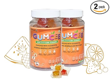 Gumcee Dr Wonder Multivitamin Gummies Supplement for Vitamin C, E, B3, B2, B5, A, D2, Zinc, Ferrous Fumarate and Inositol Ingredients ( Pack of 2_60 Gummies)