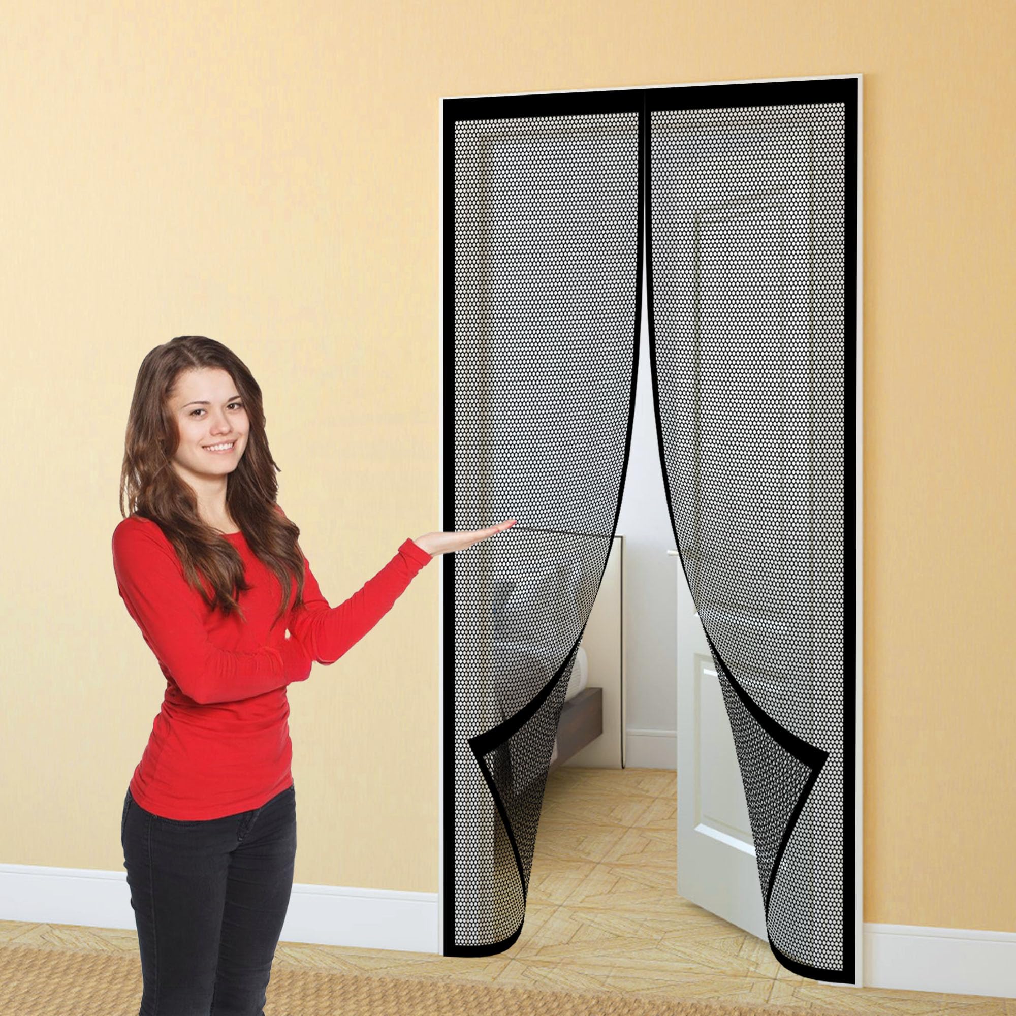 Moustiquaire porte 124x244 noir sans percer pour baie vitrée et intérieur