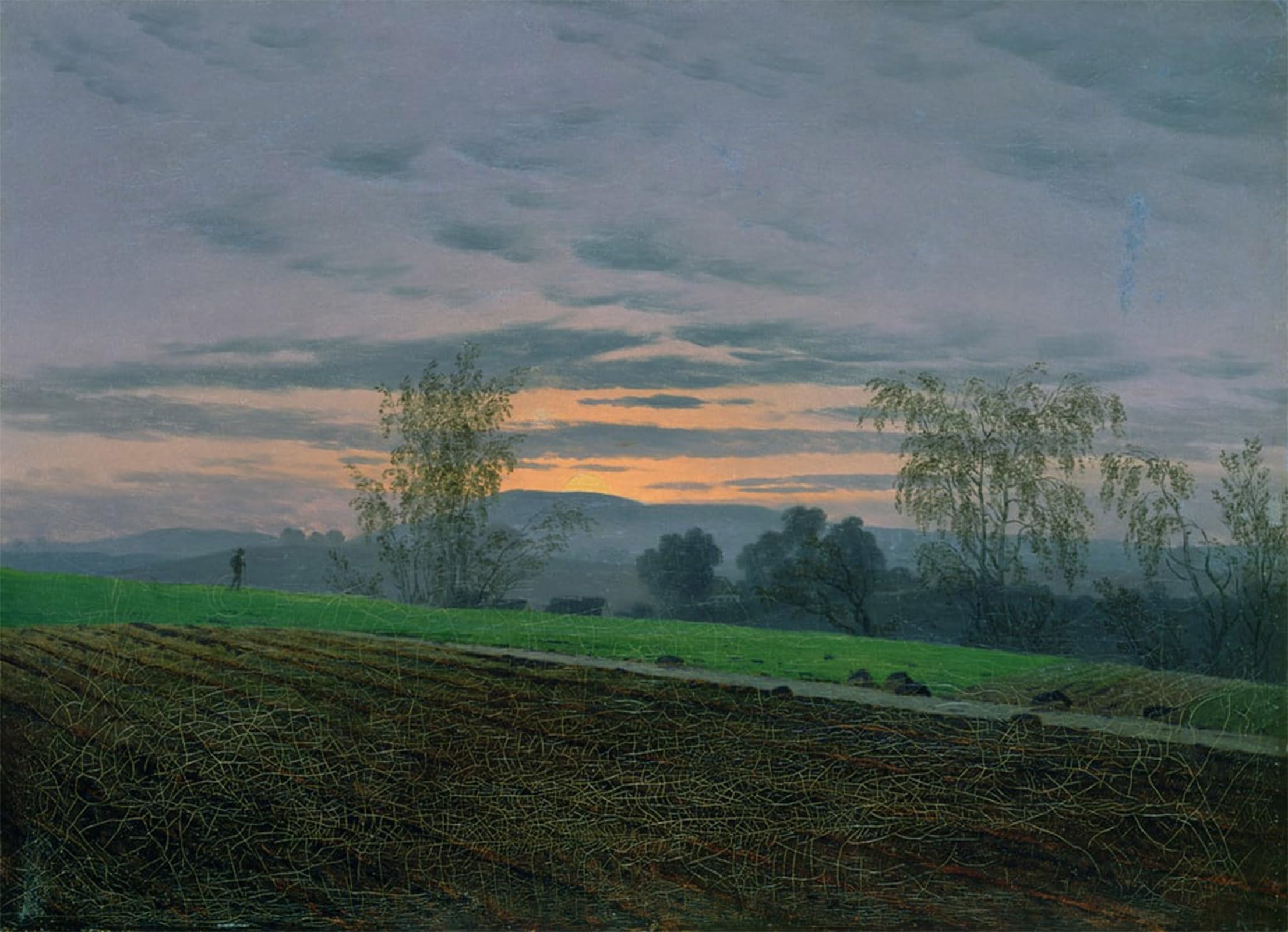 POSTERIIk Famous Modern Artwork Art Mural Plowed field by Caspar David Friedrich Oil Paintings Pictures for Home Decor 60x90cm