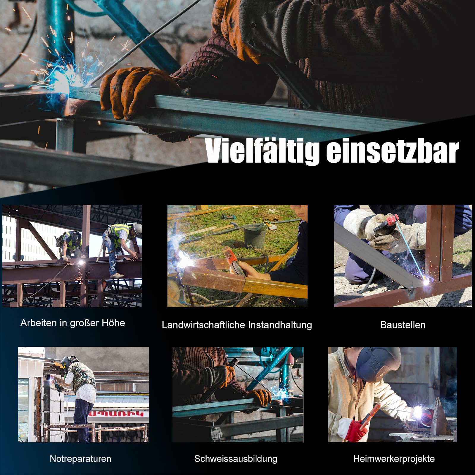 Elektroden-Schweißgerät MMA130 Digital - Mini-Inverter-Schweissgerät, kompakt, leicht, mit Anti-Stick-Funktion, 3+2m Kabel, 21,5 x 14 x 8,5 cm, für Heimwerker und DIY