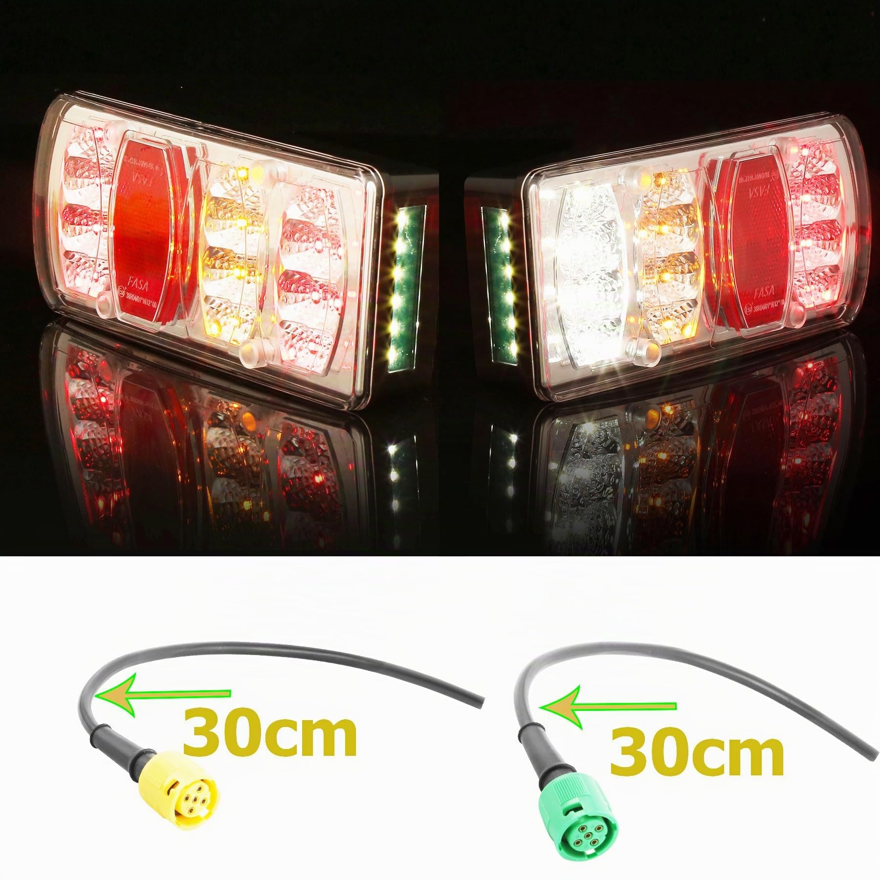 LED Pilotos Traseros Remolque 12/24V Homologados 7Funciones Luces Remolque Traseras Piloto con Conector de Bayoneta 5pin Impermeable