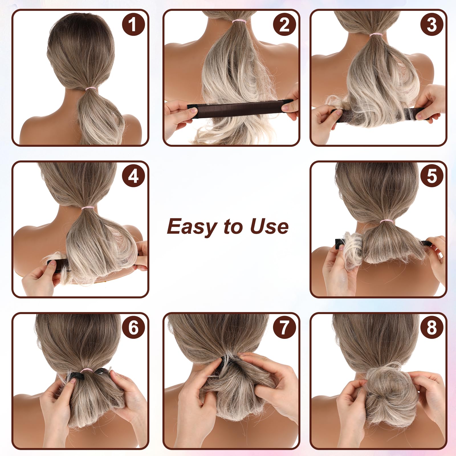 cobee 3 piezas para hacer moños para cabello de mujer, kit de moño de ballet, accesorios para hacer moños, herramienta de trenzado francés, rizador, diademas, para mujeres y niños, pelo largo y corto