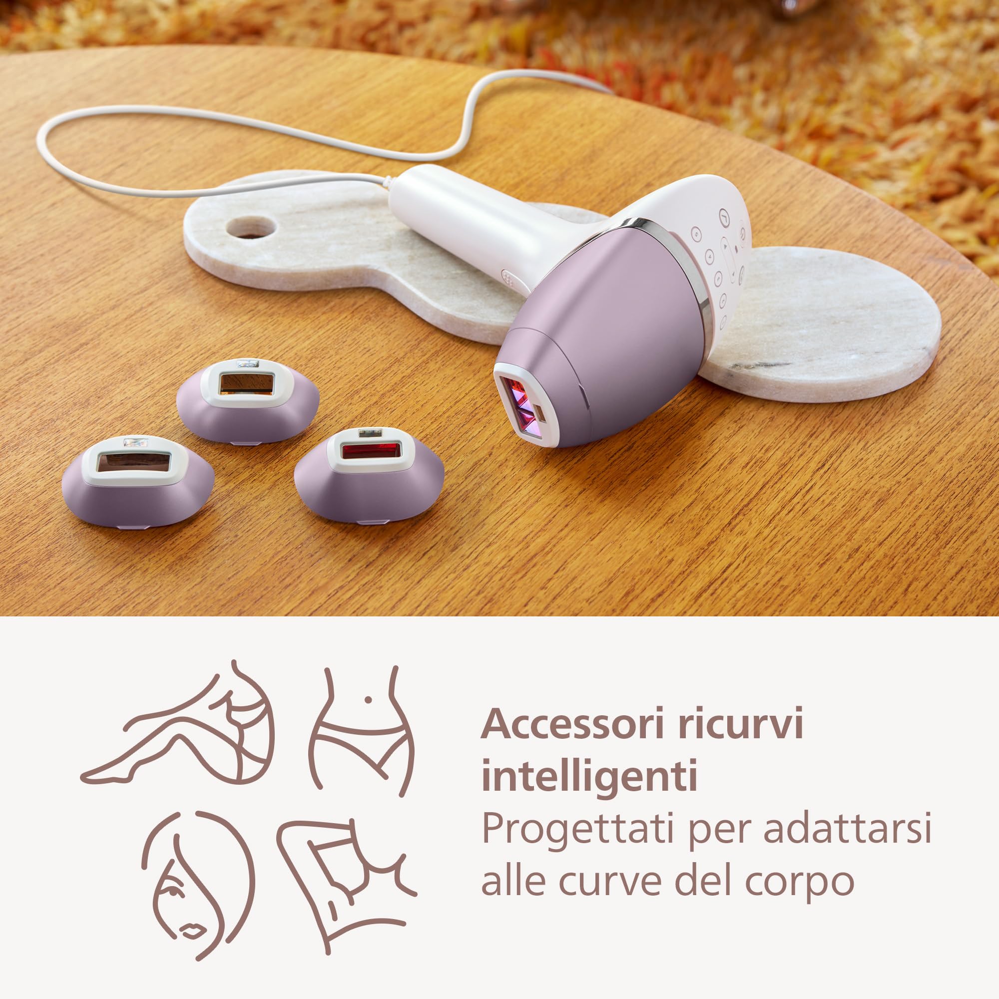 Philips Lumea 8000 Series, dispositivo di epilazione IPL, alternativa ai dispositivi di epilazione laser, con tecnologia SenseIQ, 4 accessori per corpo, rifinitore a penna Satin Compact, BRI949/00