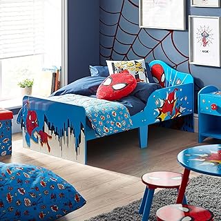 Disney Marvel Spider-Man Toddler Bed: Sturdy Engineered Wood Construction, Guarded Sides, Wooden Slats, Fits 140cm x 70cm Mattress (Mattress not included)