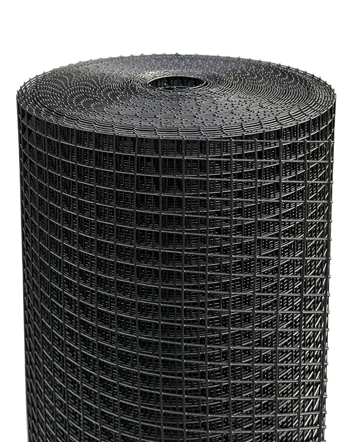 Hardware Cloth 1/2 inch, Chicken Wire Mesh Roll, 24'' x 50' 19 Gauge - Black Vinyl Coated Wire Fence Roll, Welded Wire Fencing, Mesh & Wire Cloth, Garden Fence