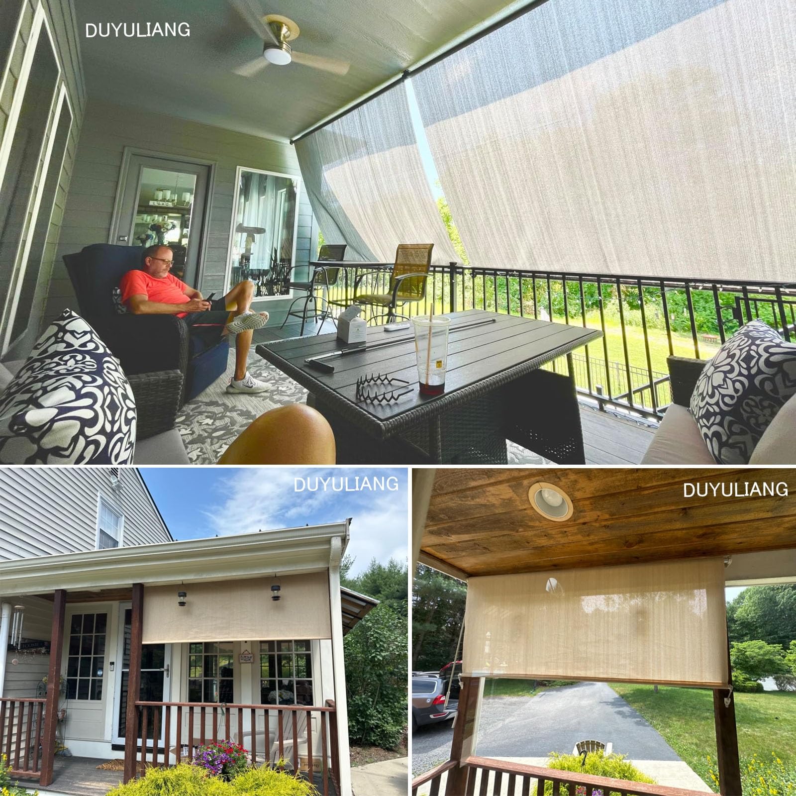 Rolety zewnętrzne na patio, wodoodporne rolety zwijane z 90% ochroną przed promieniowaniem UV, 50, 100, 120, 150, 200, 240 cm, zewnętrzne rolety przeciwsłoneczne, ochrona prywatności, odporne na