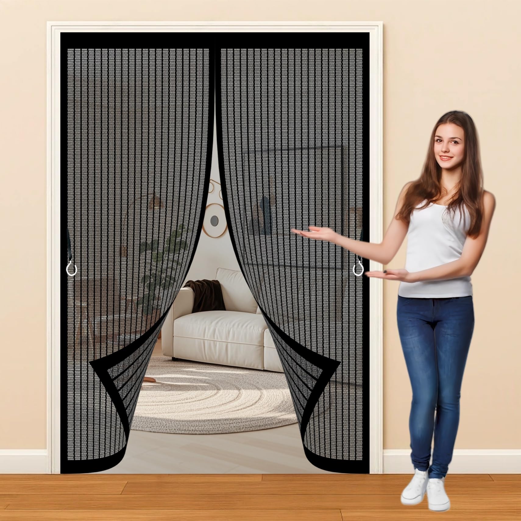 Moustiquaire porte magnétique 87 x 174 cm anti-moustiques en maille fine
