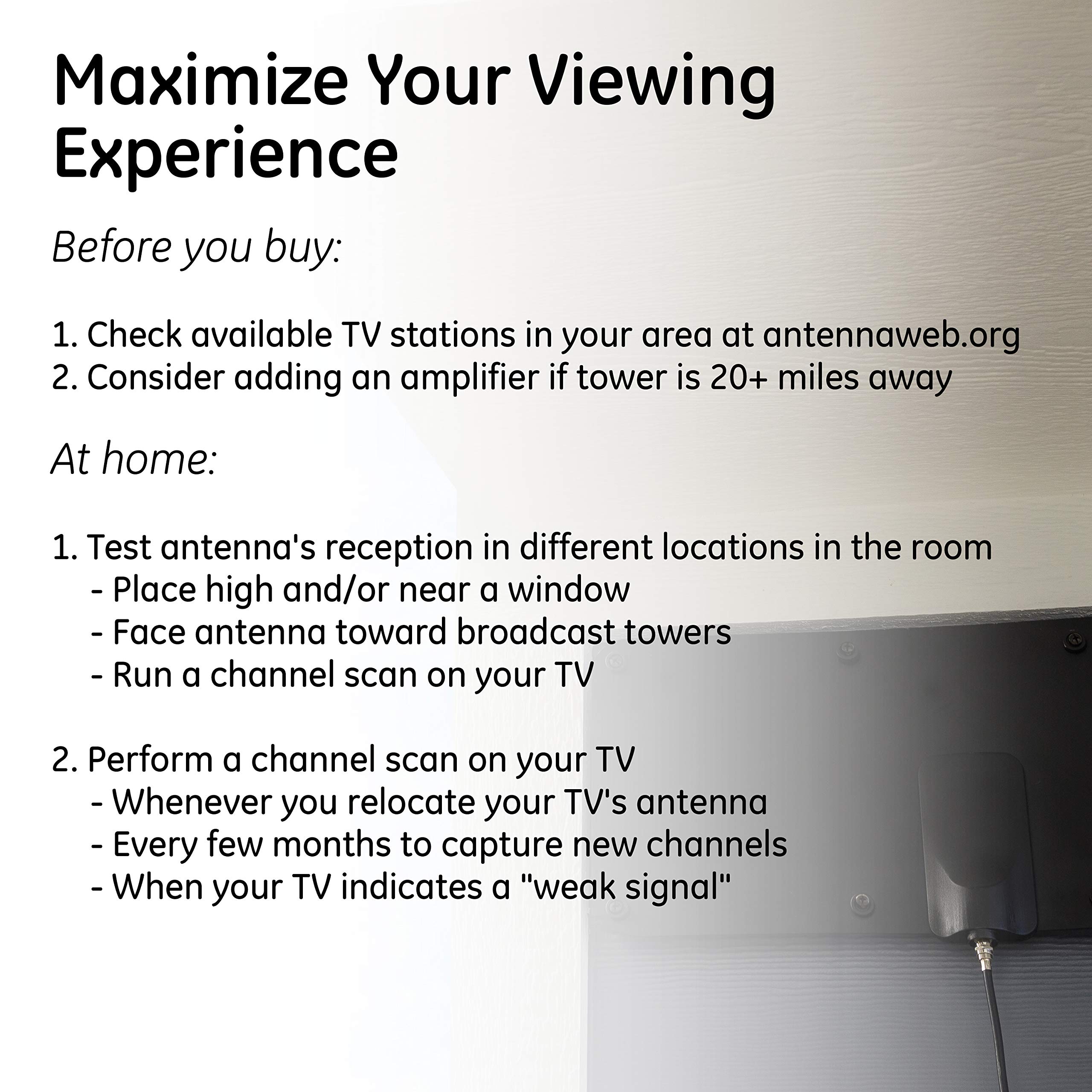 GE Antena digital de TV HD para exteriores, resistente a la intemperie de largo alcance, soporta 4K 1080p UHF VHF NextGen TV ATSC3.0, diseño plano de perfil bajo, negro, 54083