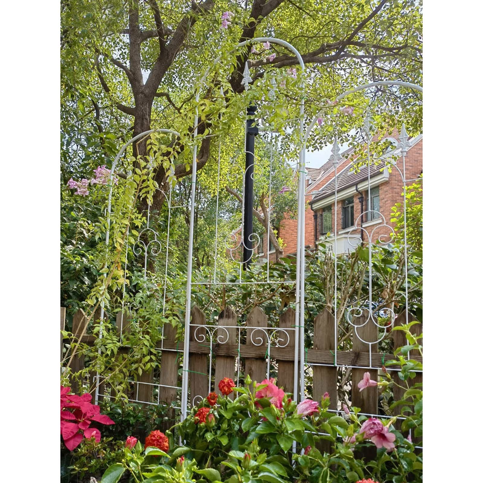 ZYFA Gartenzaun Rankgitter Garten Gartenzäune Metall Rankhilfe Vintage Zaun Gartenstecker Rasenkanten Beetzaun Pflanzenstützen wetterfestes Rankgitter für Gartendeko Deko Kletterpflanzen,Rosen,Reben