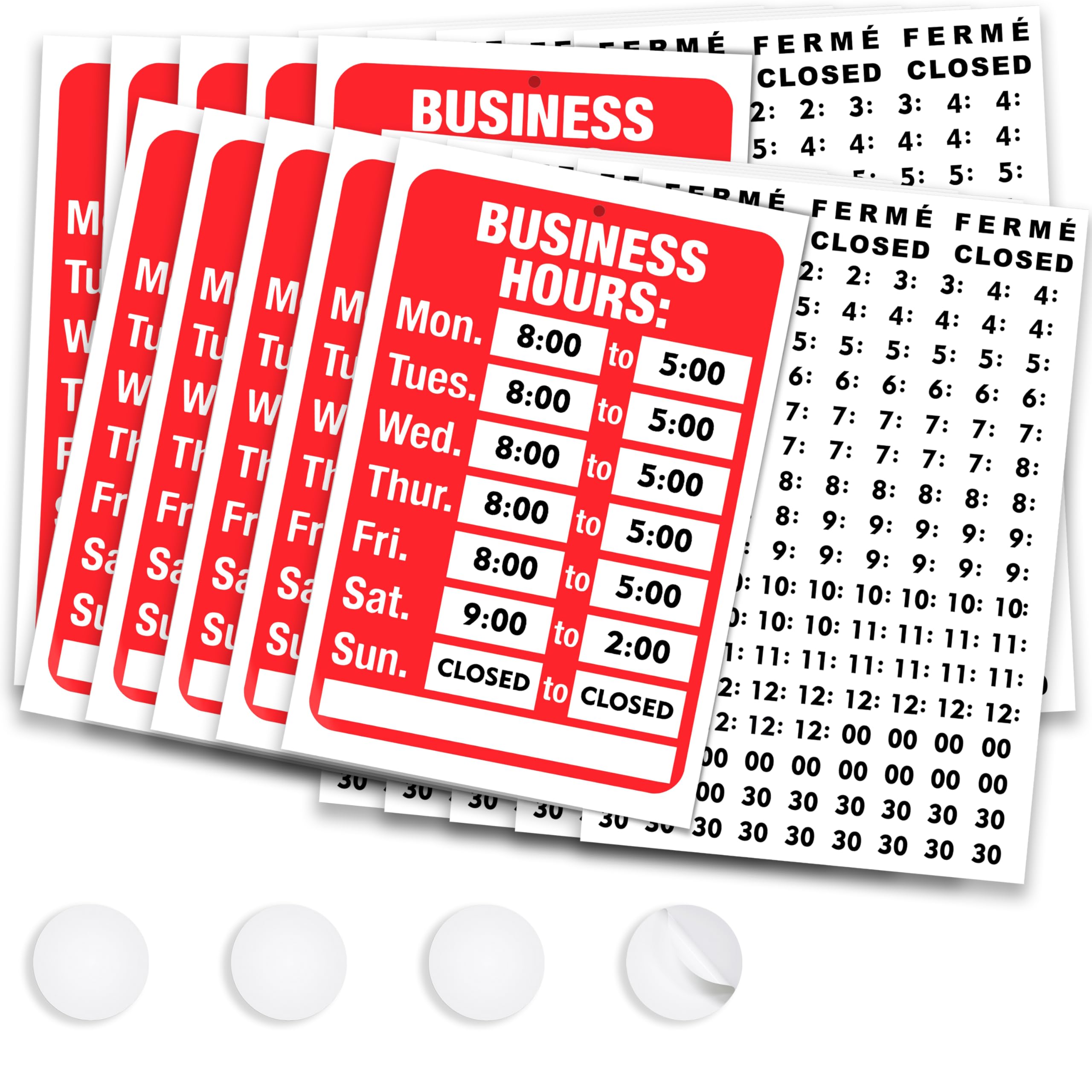 ASSURED SIGNS Business Hours Sign for Glass Door, 11.7 x 7.7 Inch, 10 Pack