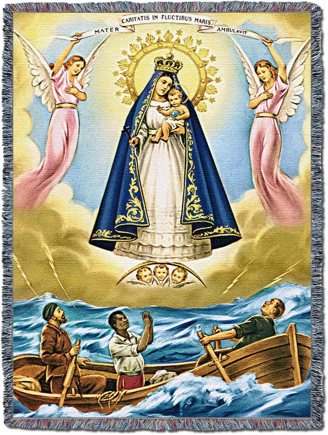 Pure Country Weavers Our Lady of Charity - Nuestra Senora de la Caridad del Cobre - Patroness of Cuba - Catholic Religious Gift Tapestry Throw Woven from Cotton - Made in The USA (72x54)