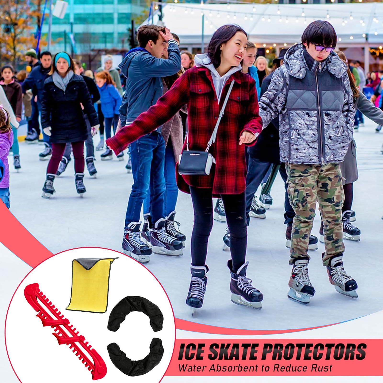 Protectores de Cuchillas de Patines de Hockey sobre Hielo,Patines de Hielo Ajustables con Muelle,Protectores de Patines Sobre Hielo,Protector de Patines de Hielo Ajustables,para Niños,Adultos