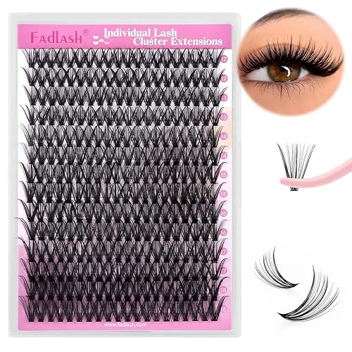 Miniatura 21 de FADLASH Racimos de pestañas Wispy 280 piezas, racimos de pestañas individuales de aspecto natural, rizado D 40D, racimos de pestañas suaves y